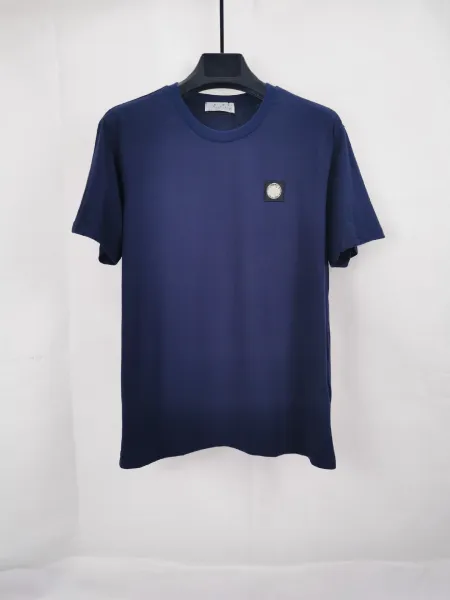 Design Minimalist Navy T-Shirt with Patch Logo - 1