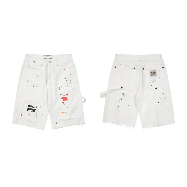 Gallery Dept. Shorts Denim with raw hems; distressed, paint-splatter, and washed variants product detail image 2