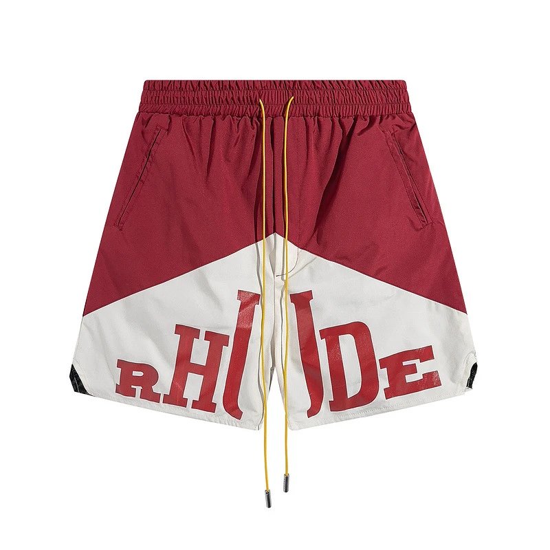 Rhude Logo Colorblock Shorts Red White