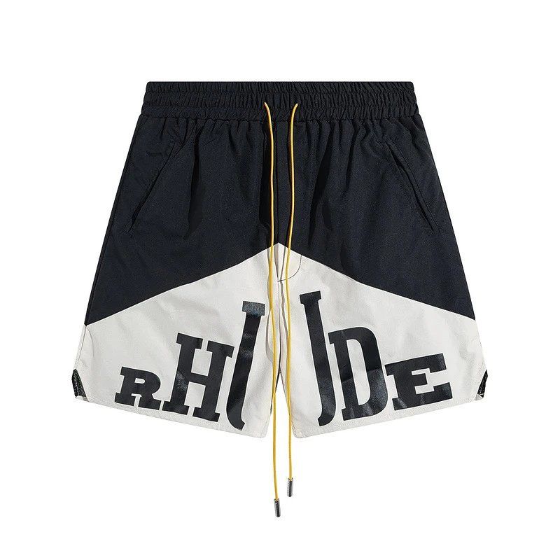 Rhude Logo Colorblock Shorts Black White