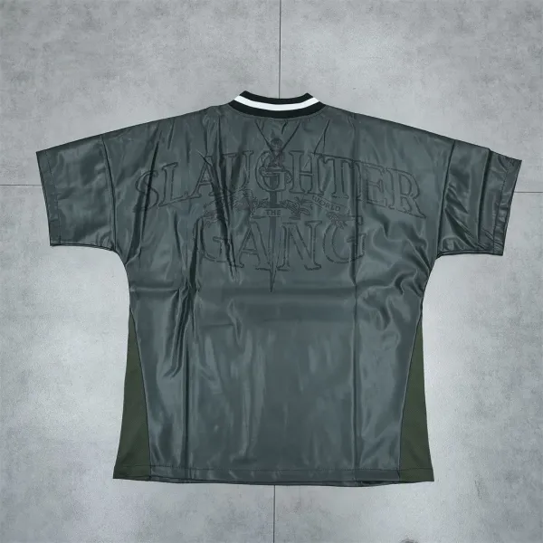 Carhartt WIP V-Neck Jersey in Dark Gray with Olive Panels - 9