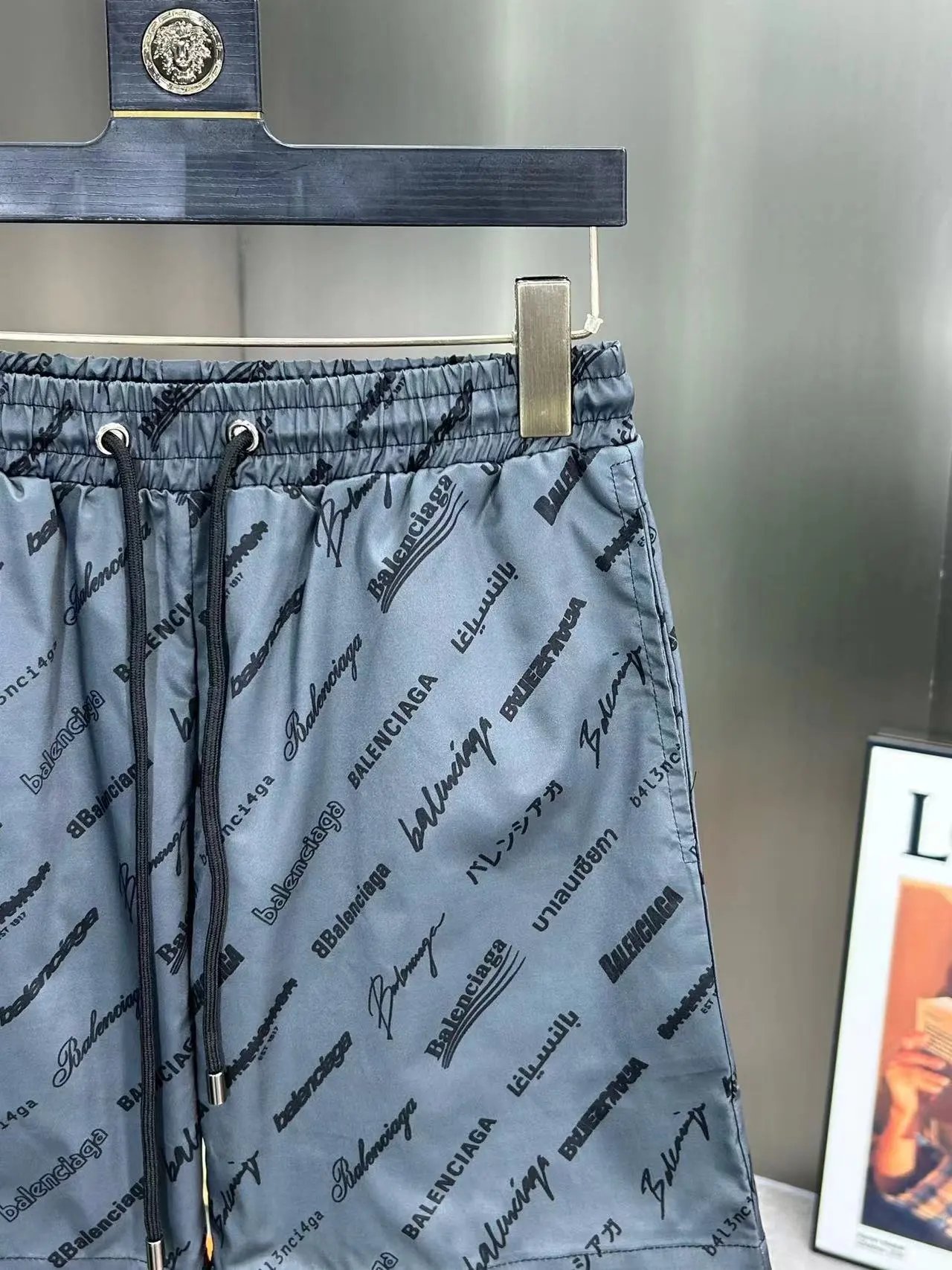 Balenciaga All-Over Logo Print Shorts Black - 29