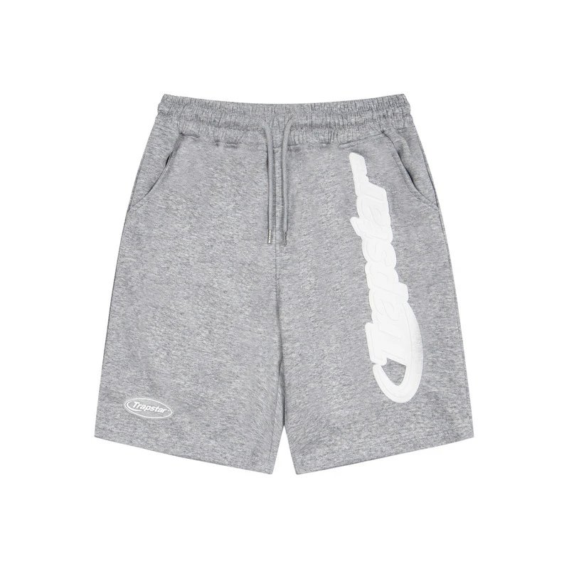 Trapstar Logo Embroidered Gray Sweat Shorts - 8