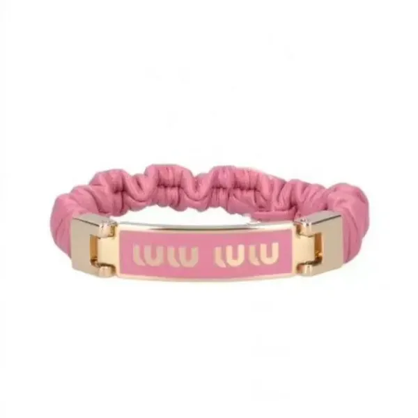 Miu Miu Logo-Plaque Pink Elastic Bracelet Jewelry - 1