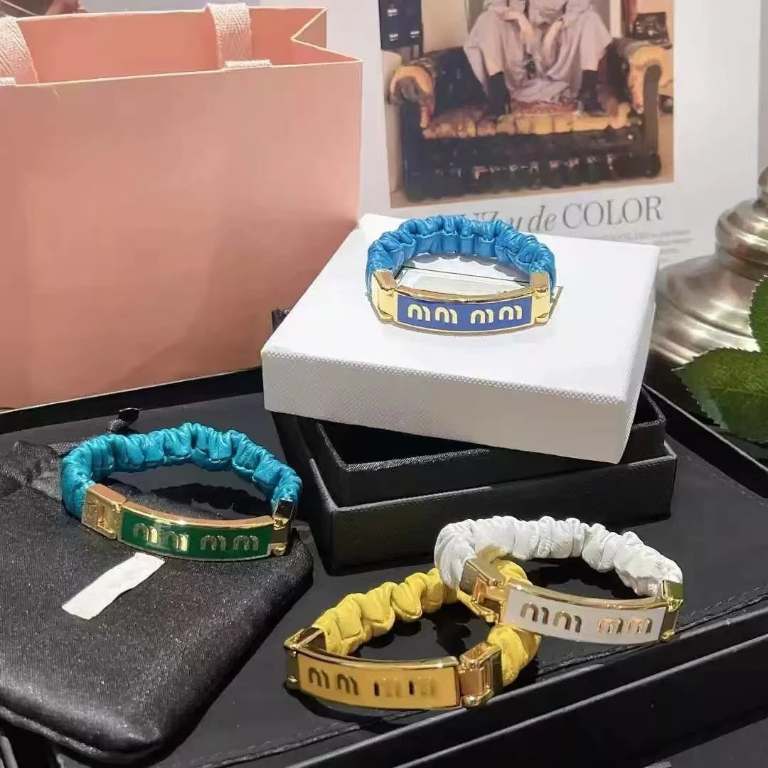 Miu Miu Logo Plate Scrunchie Bracelet