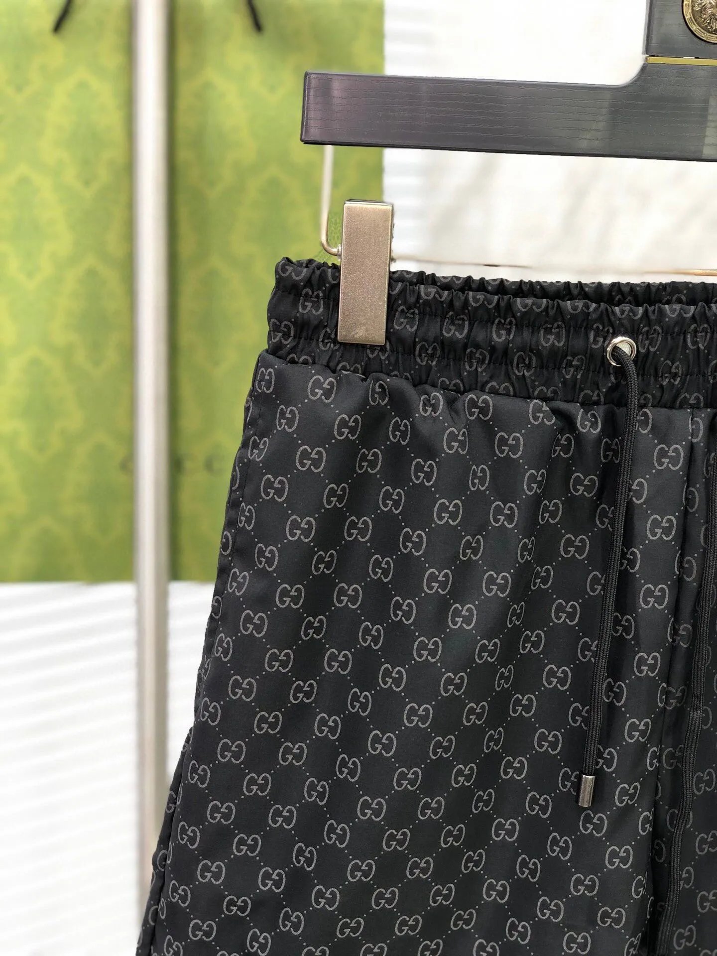Gucci GG Monogram Print Drawstring Waist Shorts Black - 7