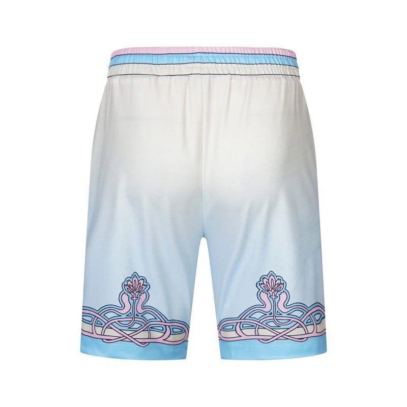 Design Gradient Hem Shorts White with Aqua Trim - 46