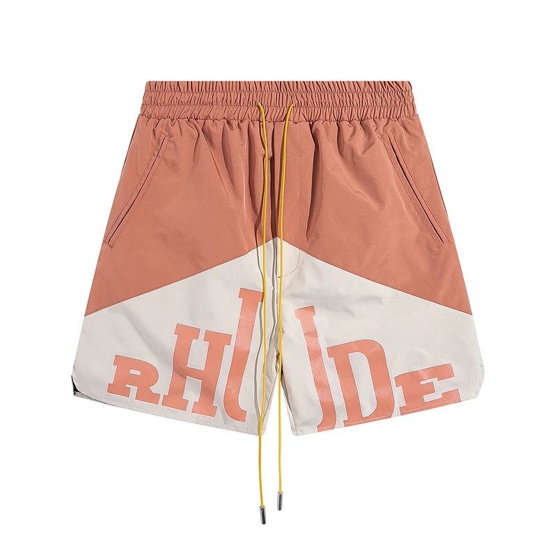 Rhude Logo Colorblock Shorts Pink White