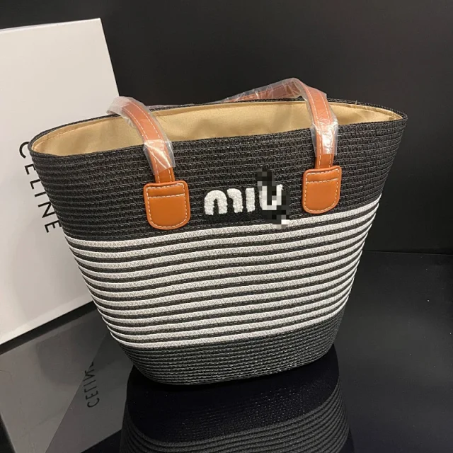 Unbranded Shoulder Bags Striped Straw Tote product detail image 13