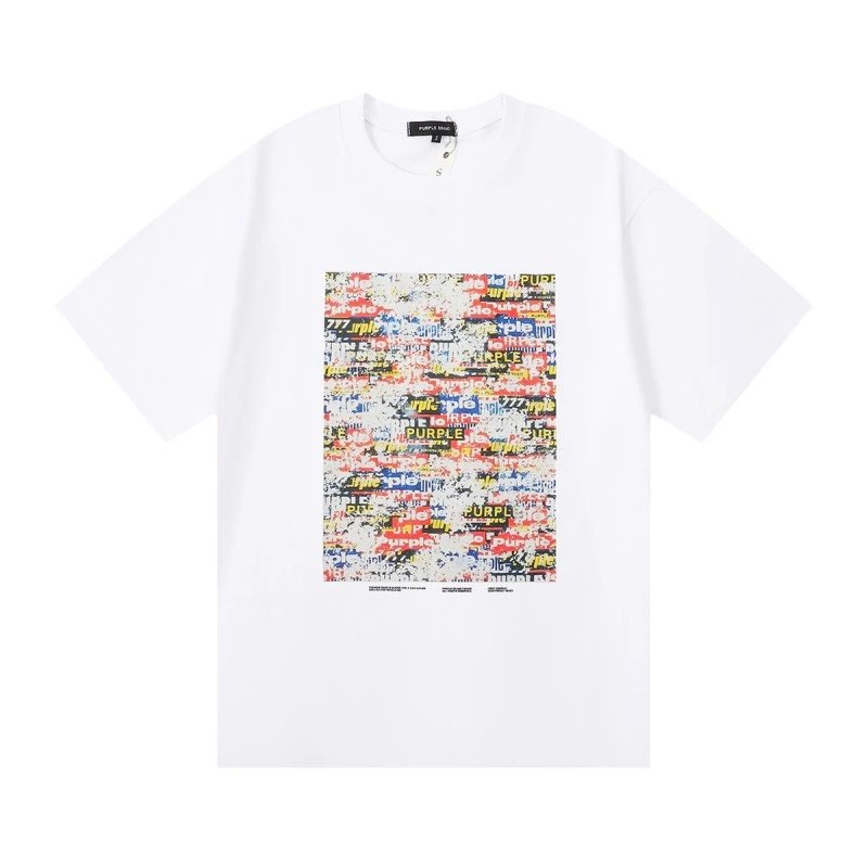 Purple Brand Logo Collage Graphic Tee White