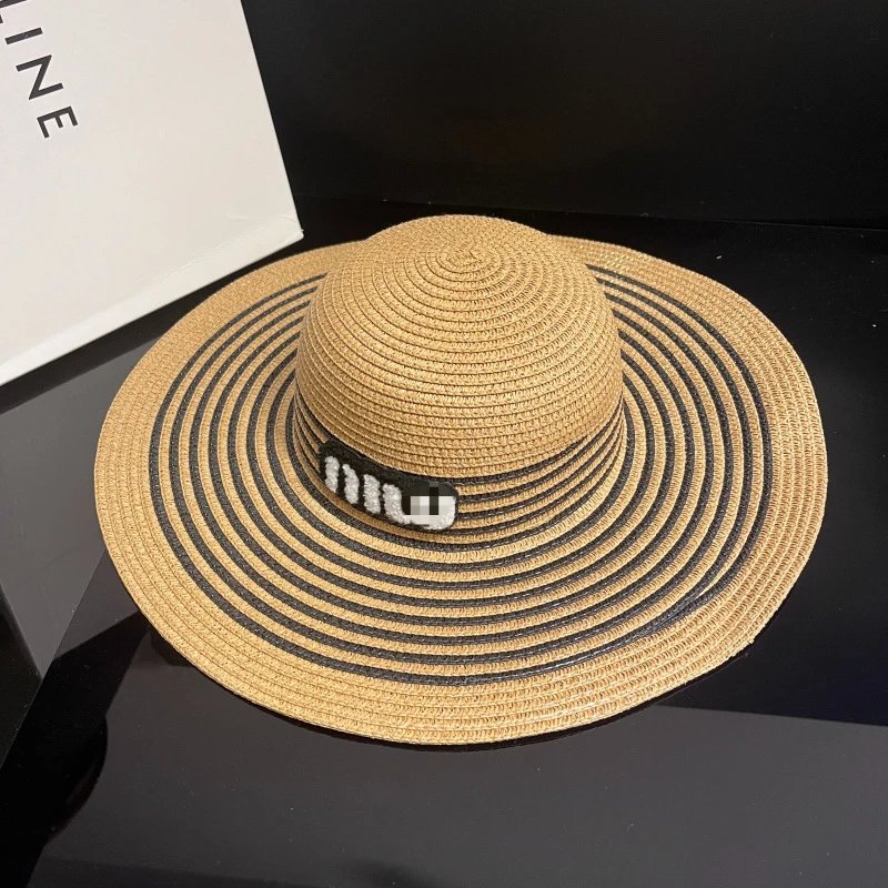 Unbranded Shoulder Bags Striped Straw Tote — khakis black striped hat
