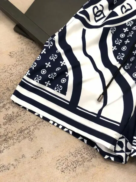 Off-White x Louis Vuitton Monogram Patchwork Shorts Navy White - 20