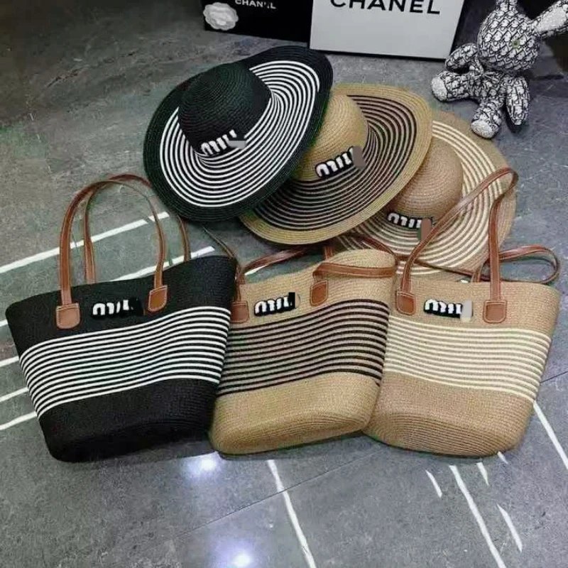 Miu Miu Straw Tote Bag & Hat S