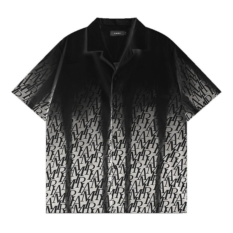 Amiri Monogram Short Sleeve Shirt Black Grey Gradient