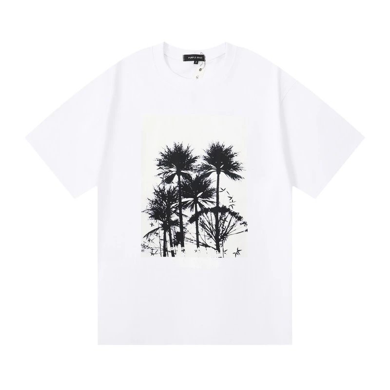 Purple Brand Palm Tree Photo Print Tee White