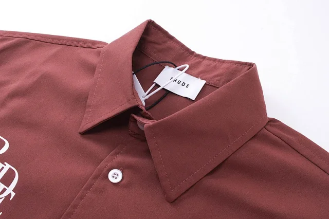 Rhude Shirts Short-Sleeve Button-Up Shirt with Automotive Graphic Print product detail image 11