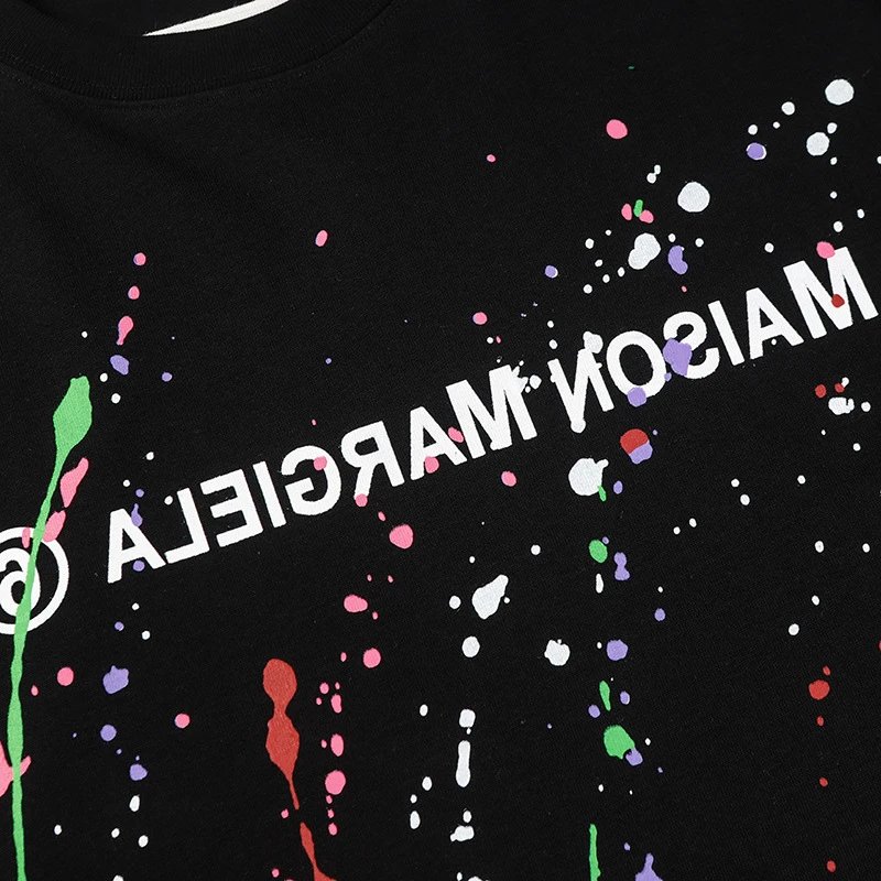 Maison Margiela Paint Splatter Logo T-Shirt Black - 38