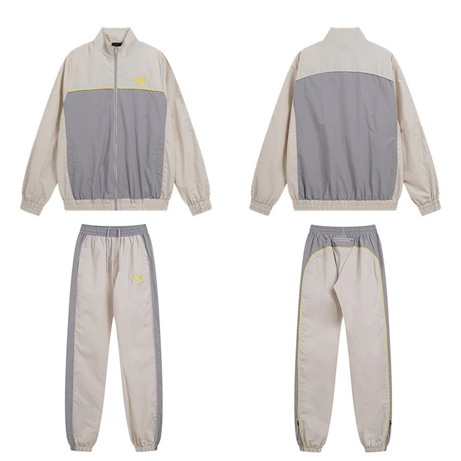 Design Track Suit Set Black Gray Yellow Windbreaker and Pants Tracksuit - 8