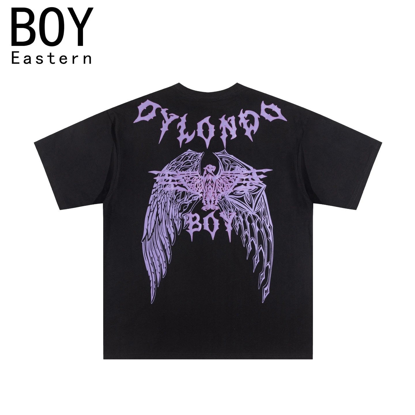 Design BOY Eastern Angel Wings Graphic T-Shirt Black T-Shirts - 6