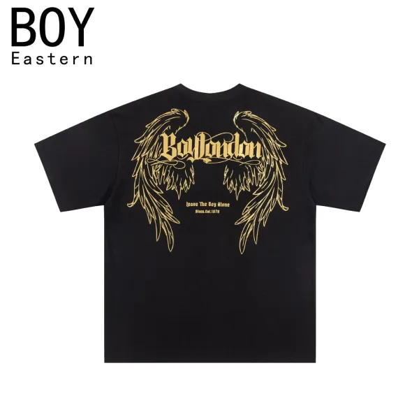 Design BOY Eastern Angel Wings Graphic Black T-Shirt T-Shirts - 1