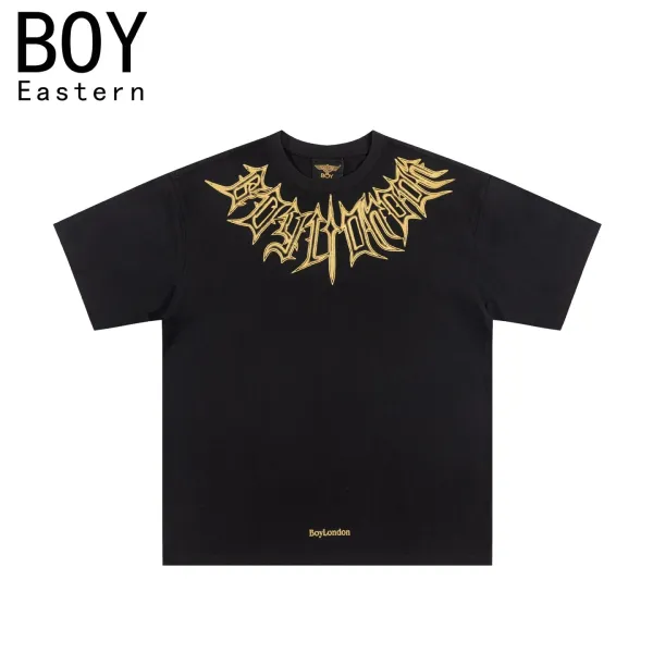 Design Boy London Eastern T-Shirt Black with Gold Gothic Logo T-Shirts - 1