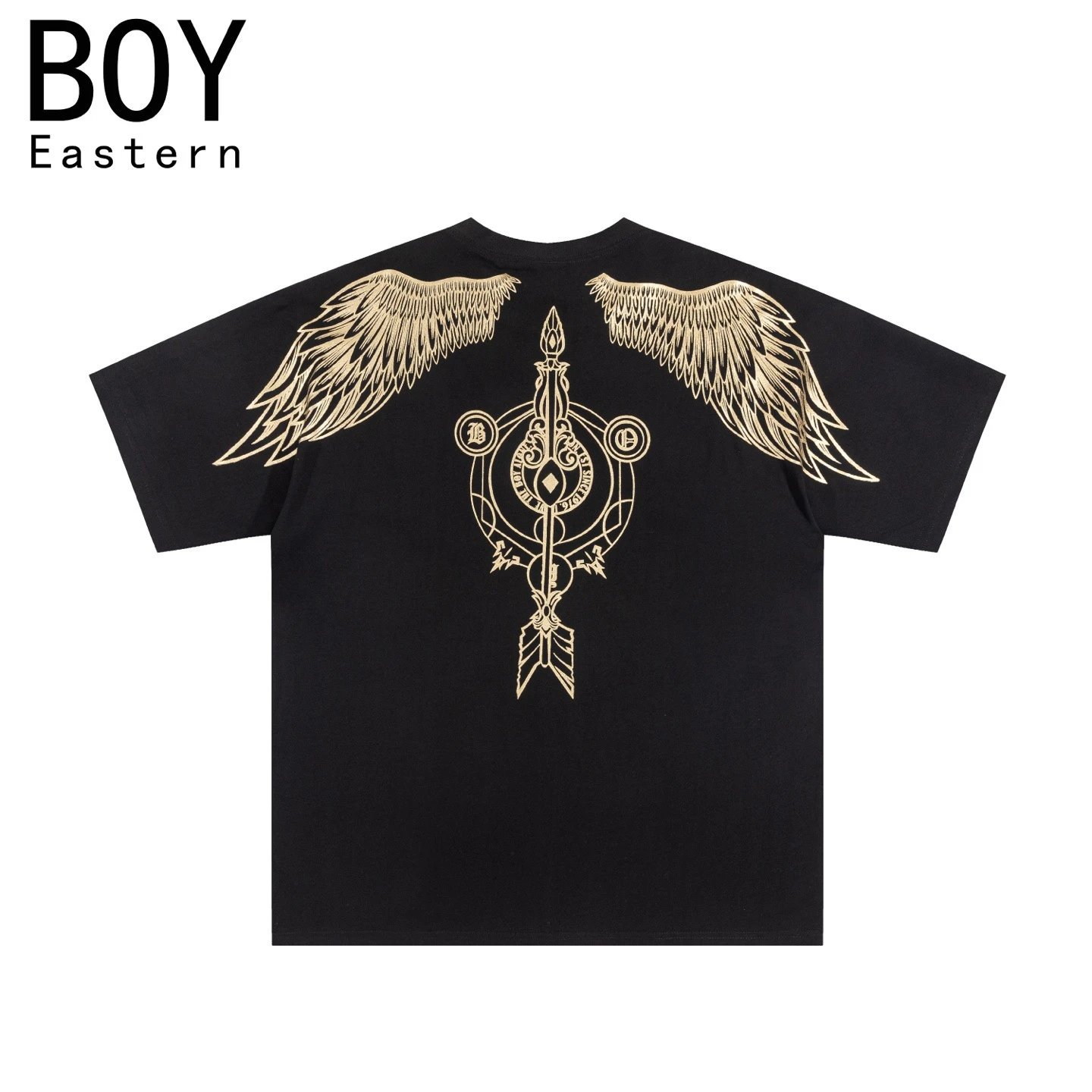 Design BOY Eastern Angel Wings Graphic T-Shirt Black T-Shirts - 25