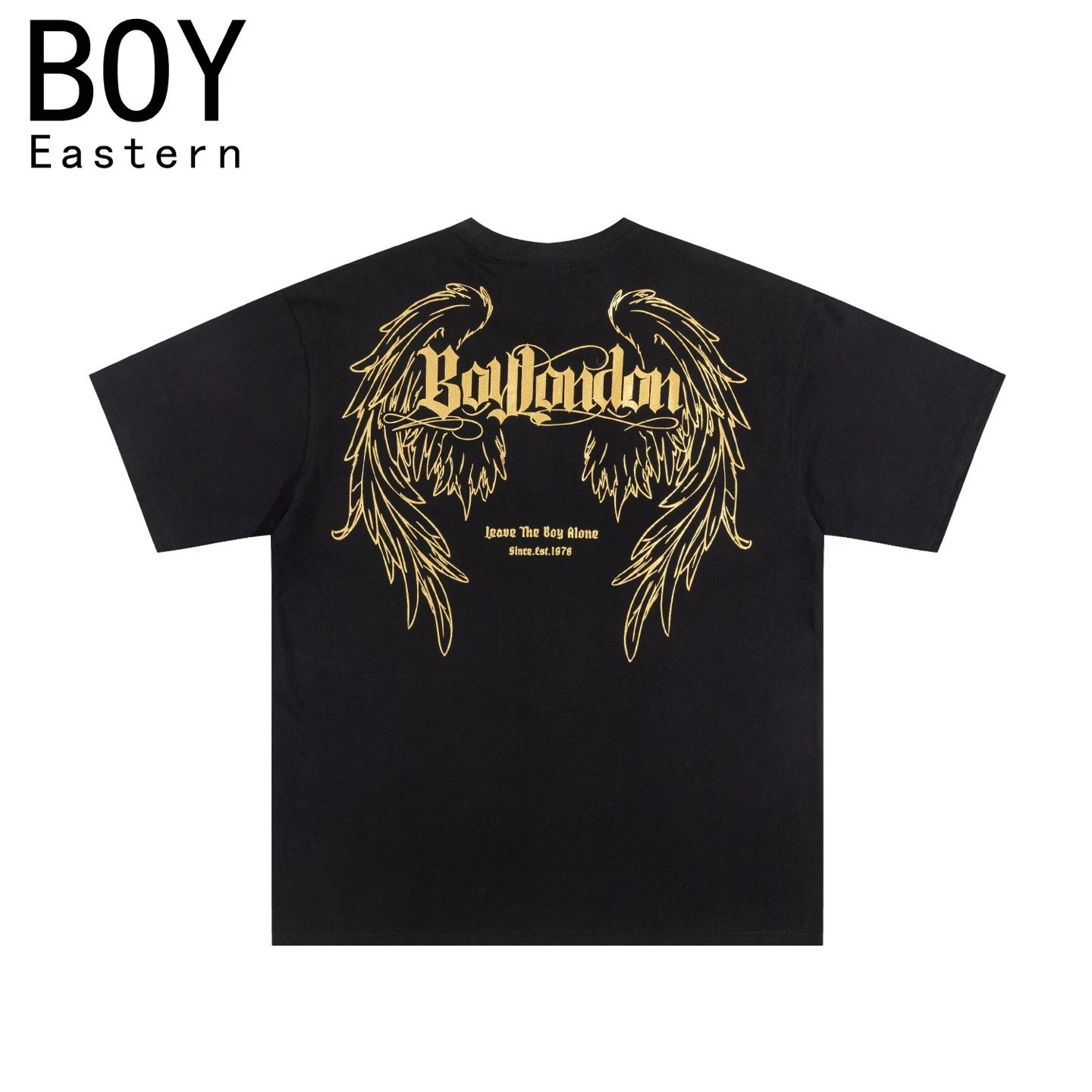 Design BOY Eastern Angel Wings Graphic T-Shirt Black T-Shirts - 17