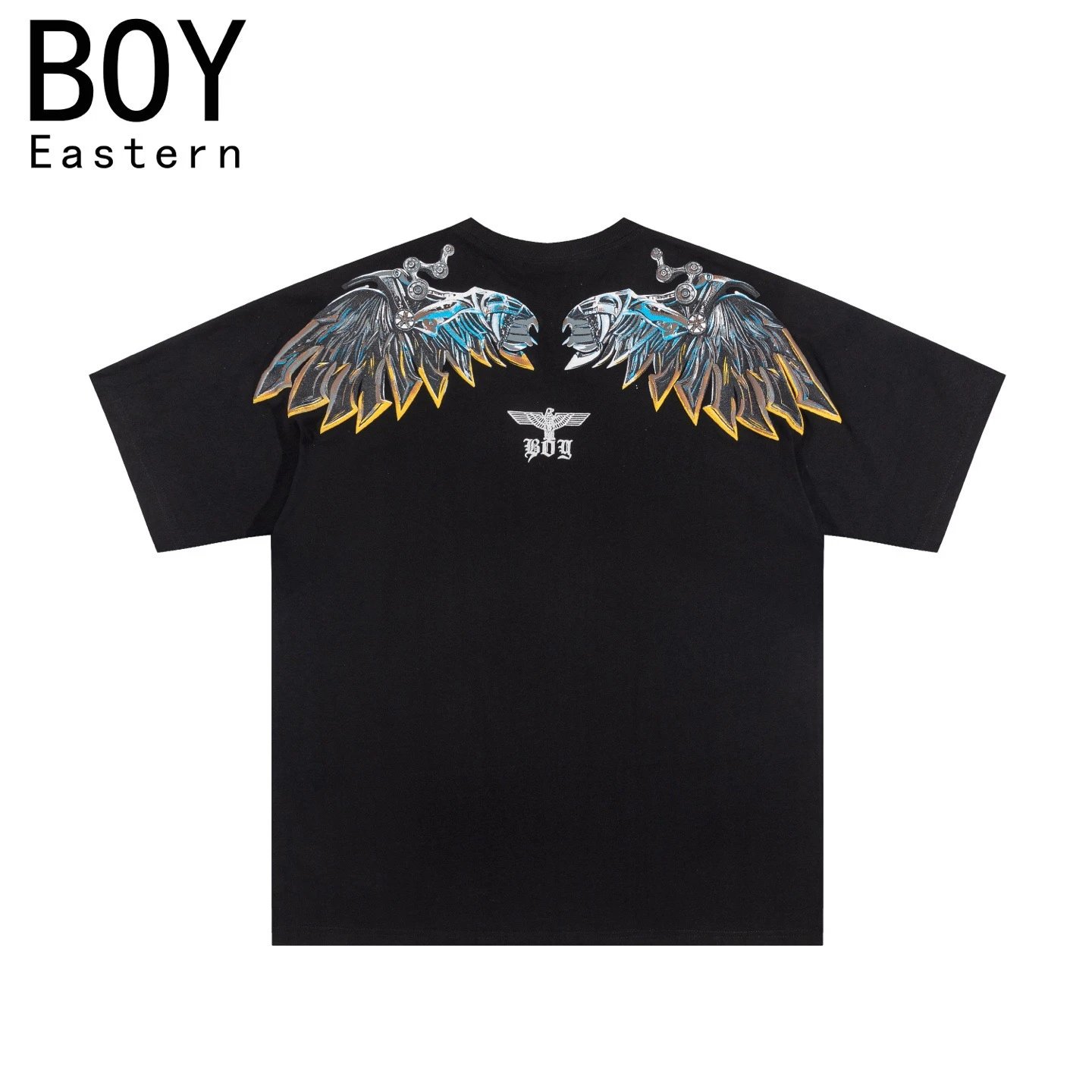 Design BOY Eastern Angel Wings Graphic T-Shirt Black T-Shirts - 12