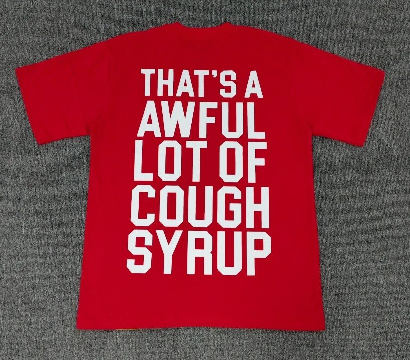 Design That's A Awful Lot Of Cough Syrup Graphic T-Shirt Gray T-Shirts - 4