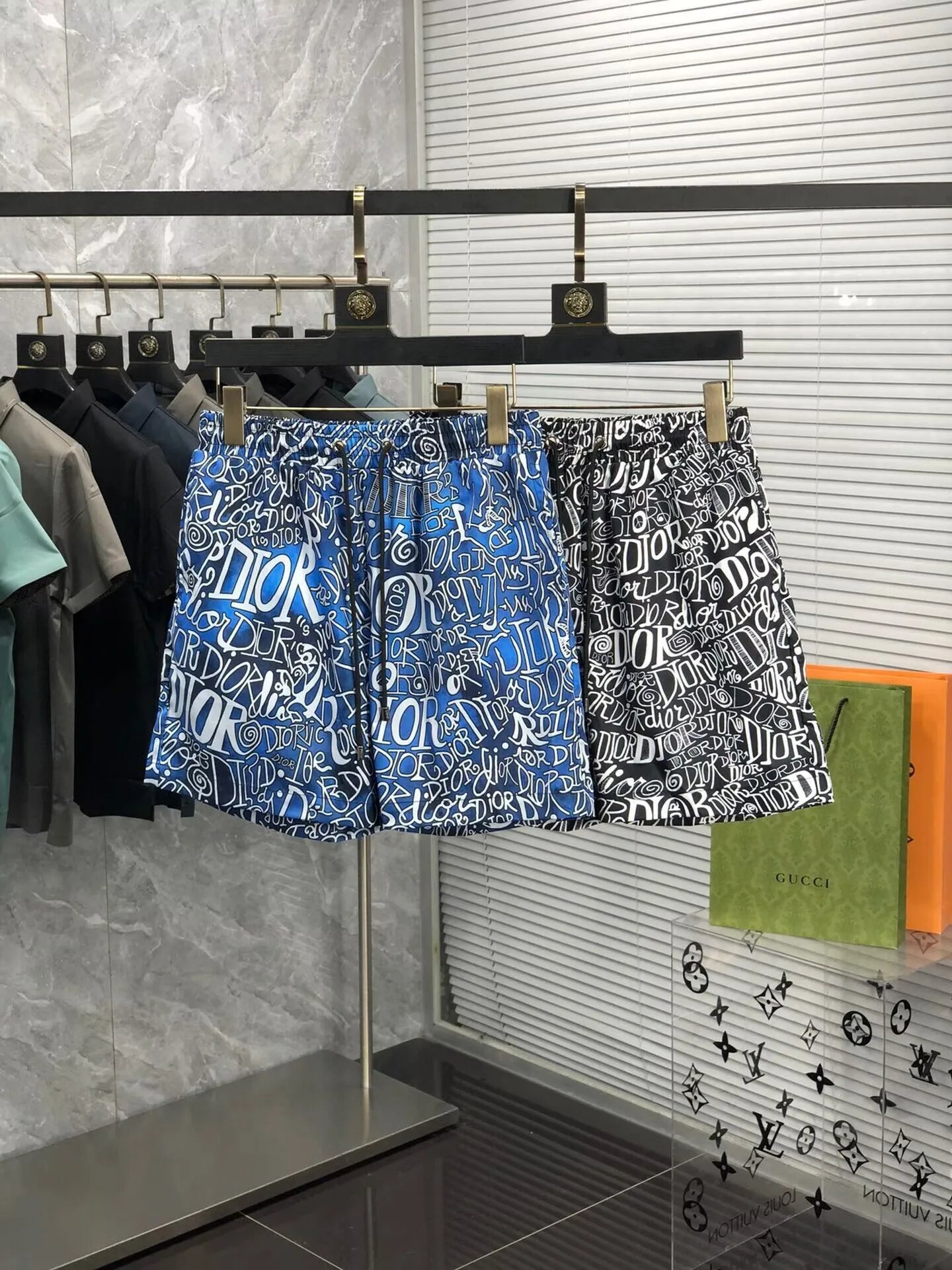 Dior Oblique Monogram Print Navy Blue Shorts - 6