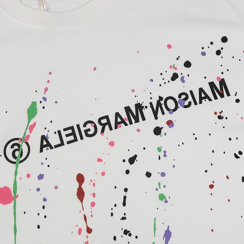 Maison Margiela Paint Splatter Logo T-Shirt Black - 40
