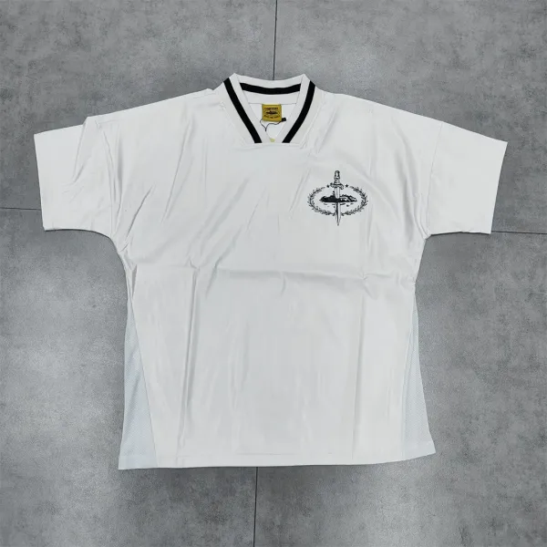 Carhartt WIP V-Neck Jersey in Dark Gray with Olive Panels - 7