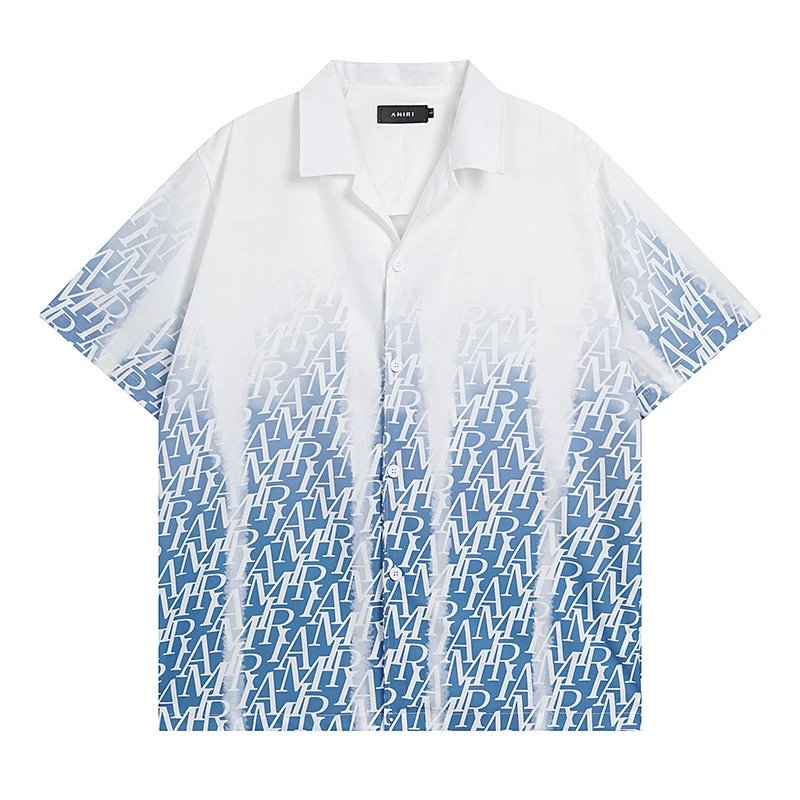 Amiri Monogram Short Sleeve Shirt White Blue Gradient