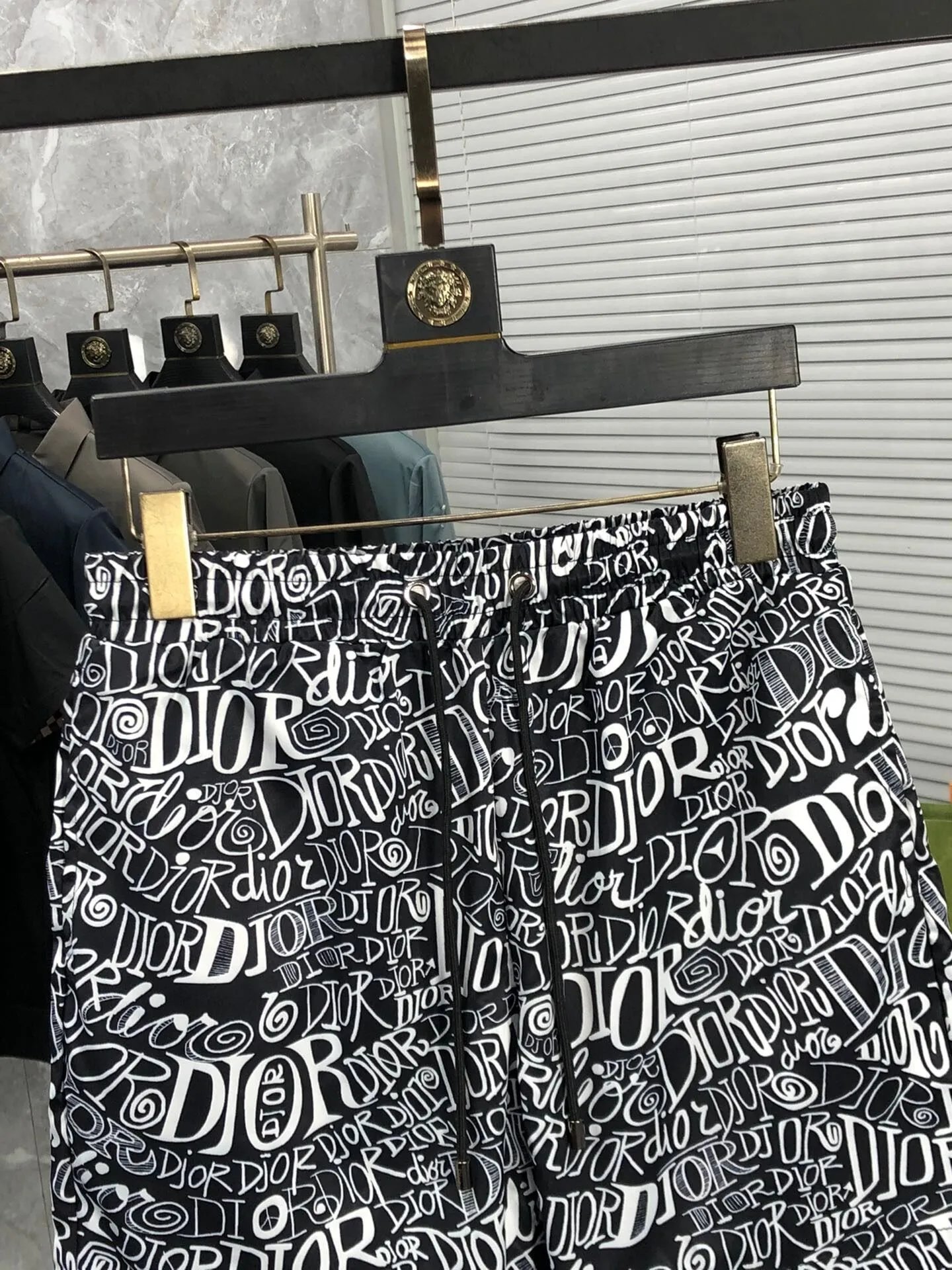 Dior Oblique Monogram Print Navy Blue Shorts - 15
