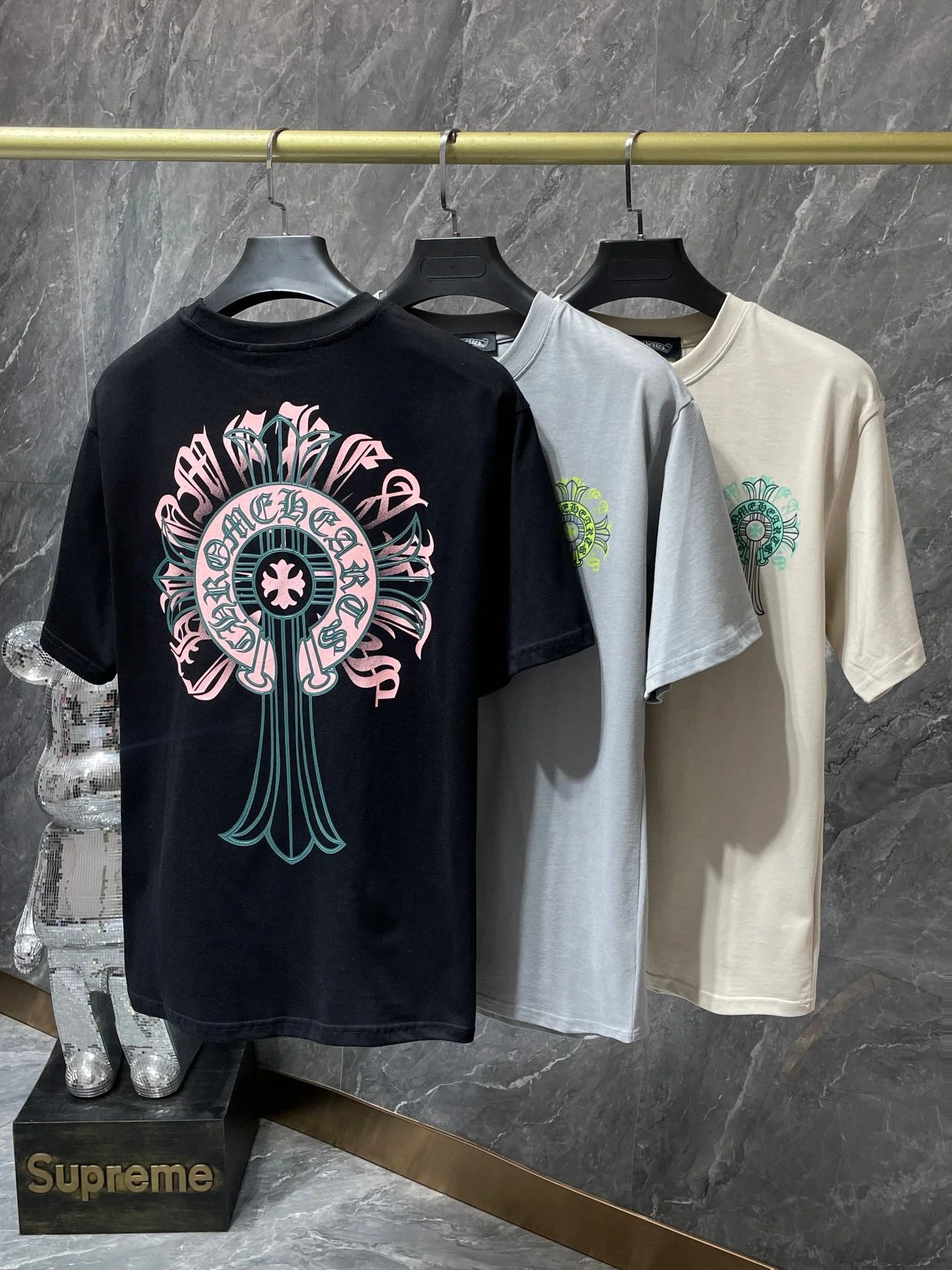 Chrome Hearts Cross Logo Mint Green Print T-Shirt - 16