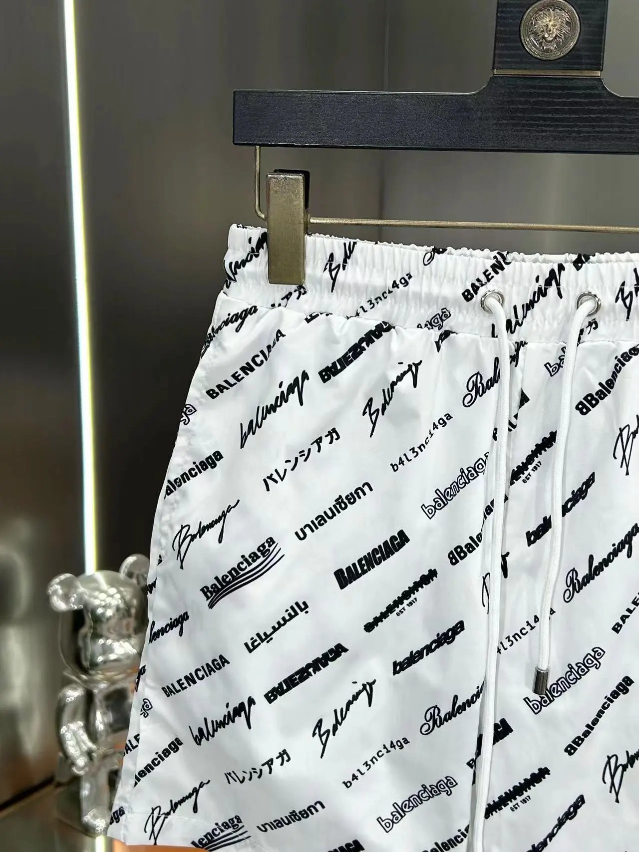 Balenciaga All-Over Logo Print Shorts Black - 11