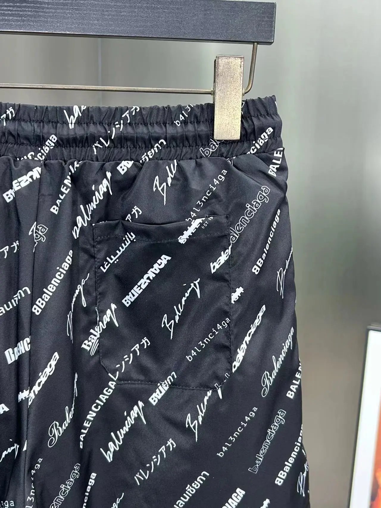 Balenciaga All-Over Logo Print Shorts Black - 16