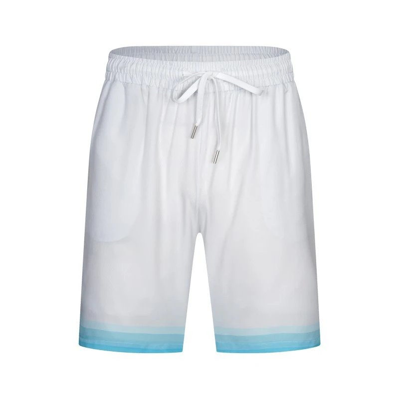 Design Gradient Hem Shorts White with Aqua Trim - 17