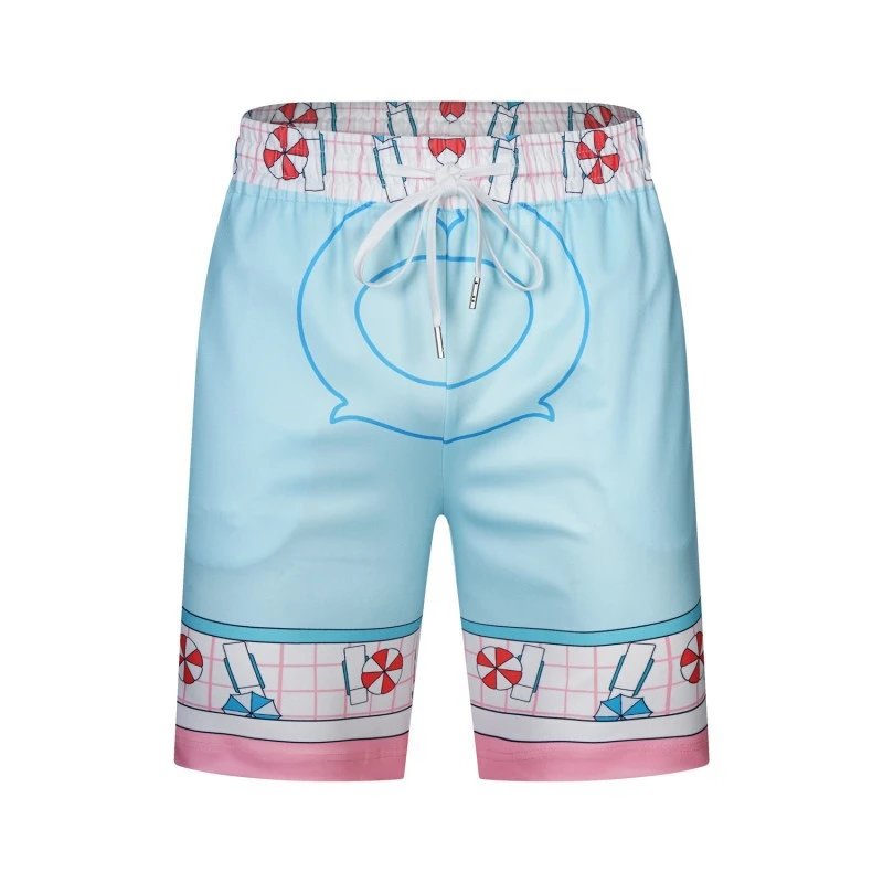 Design Gradient Hem Shorts White with Aqua Trim - 43