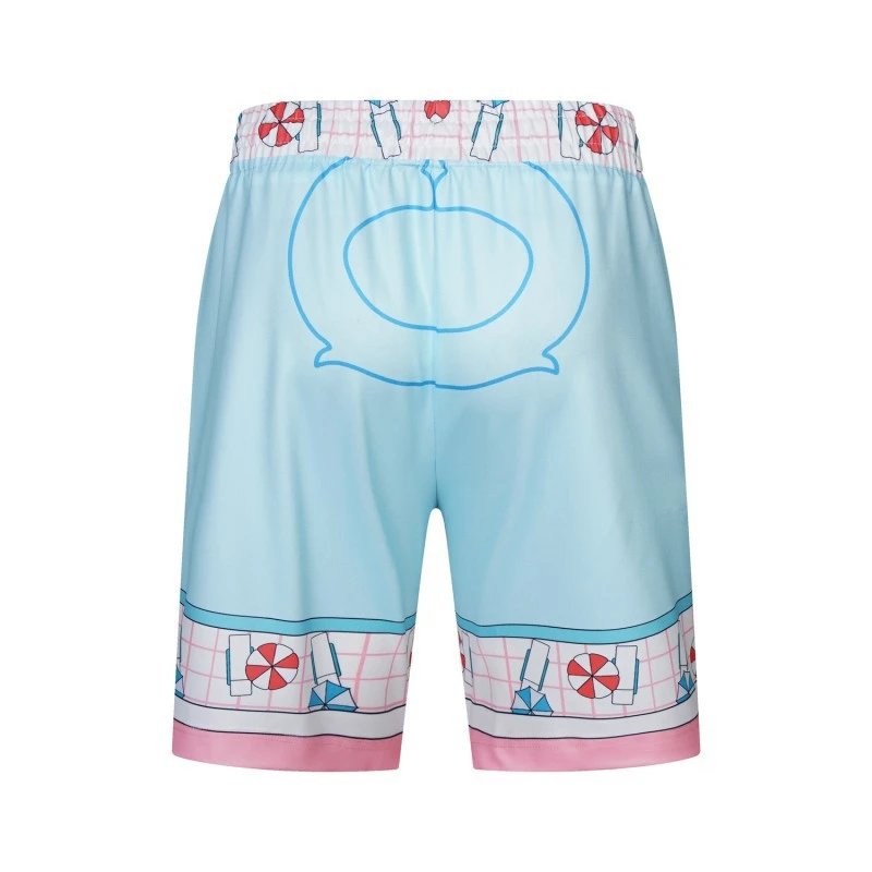 Design Gradient Hem Shorts White with Aqua Trim - 44