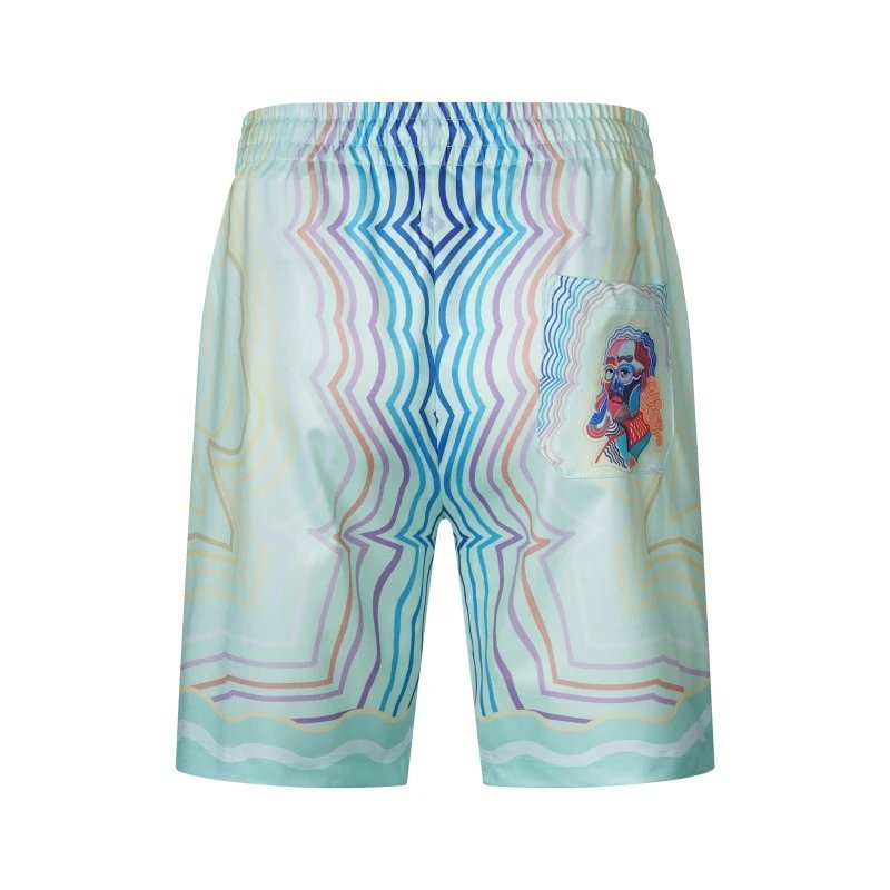 Design Gradient Hem Shorts White with Aqua Trim - 28