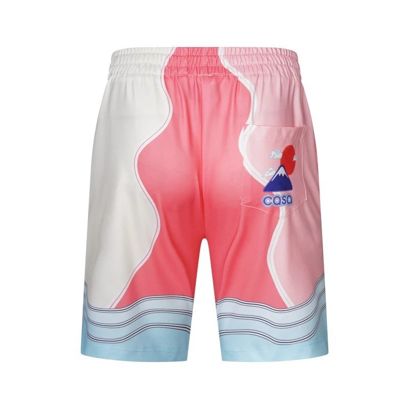 Design Gradient Hem Shorts White with Aqua Trim - 32