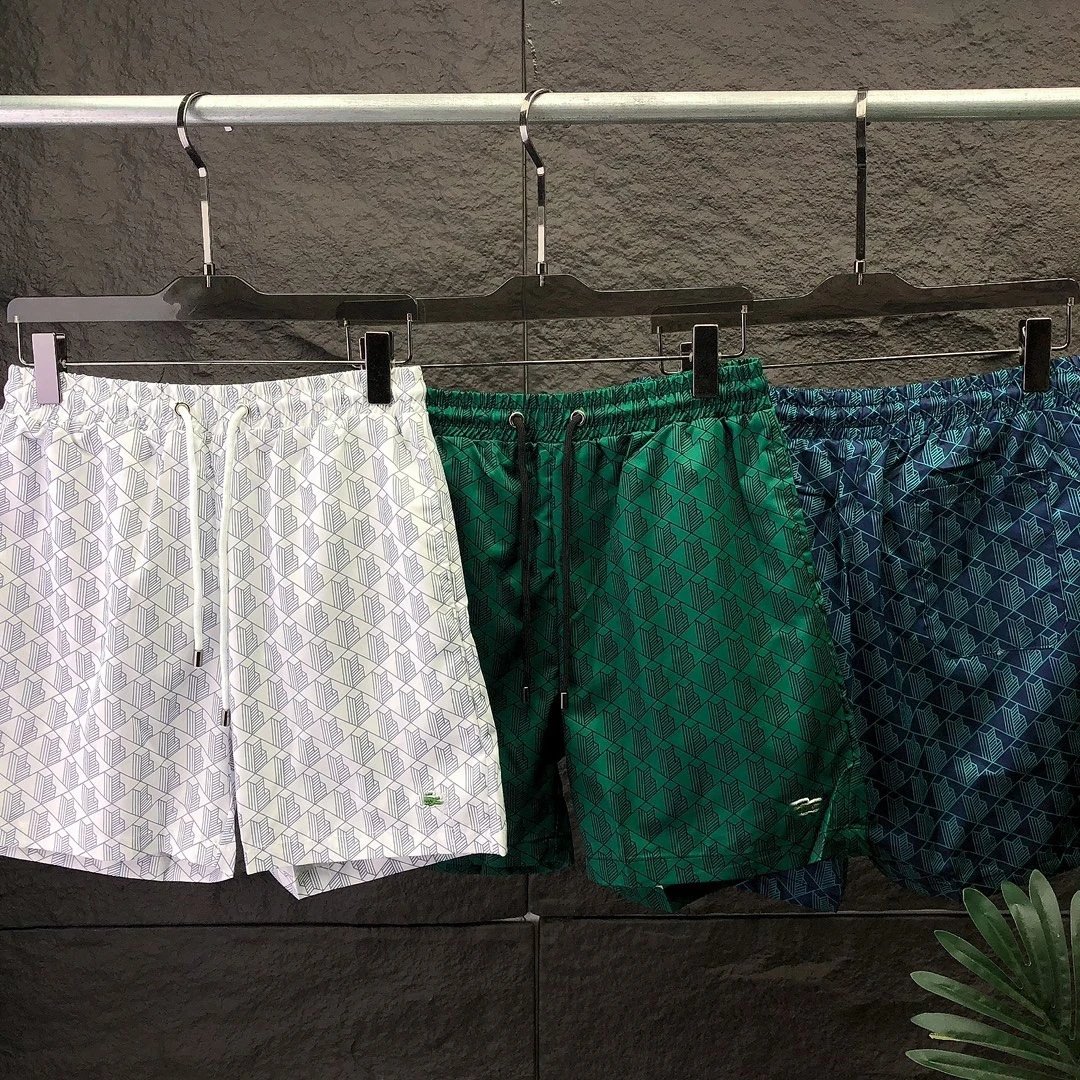 Lacoste Geometric Print Swim Shorts Blue - 2