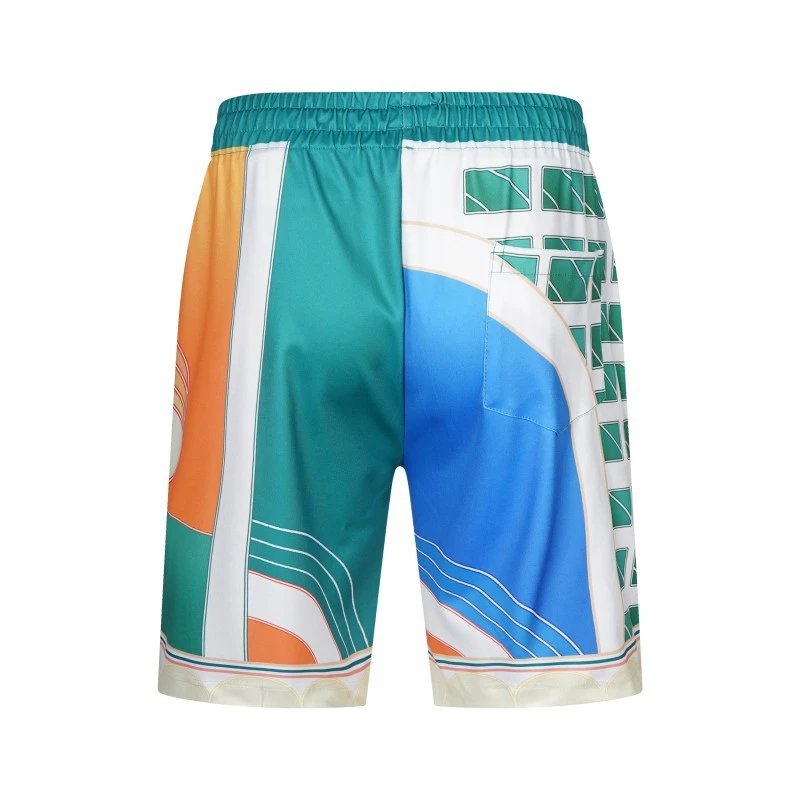 Design Gradient Hem Shorts White with Aqua Trim - 39