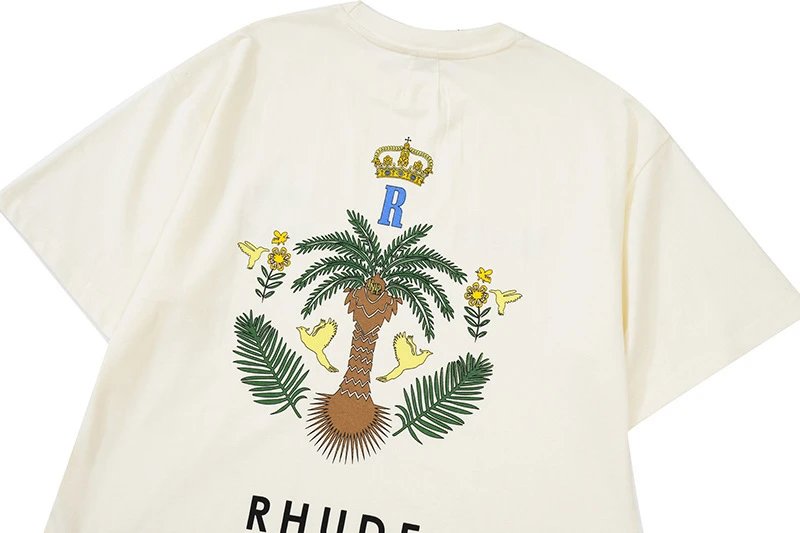 Rhude Palm Racing Graphic T-Shirt Beige - 22