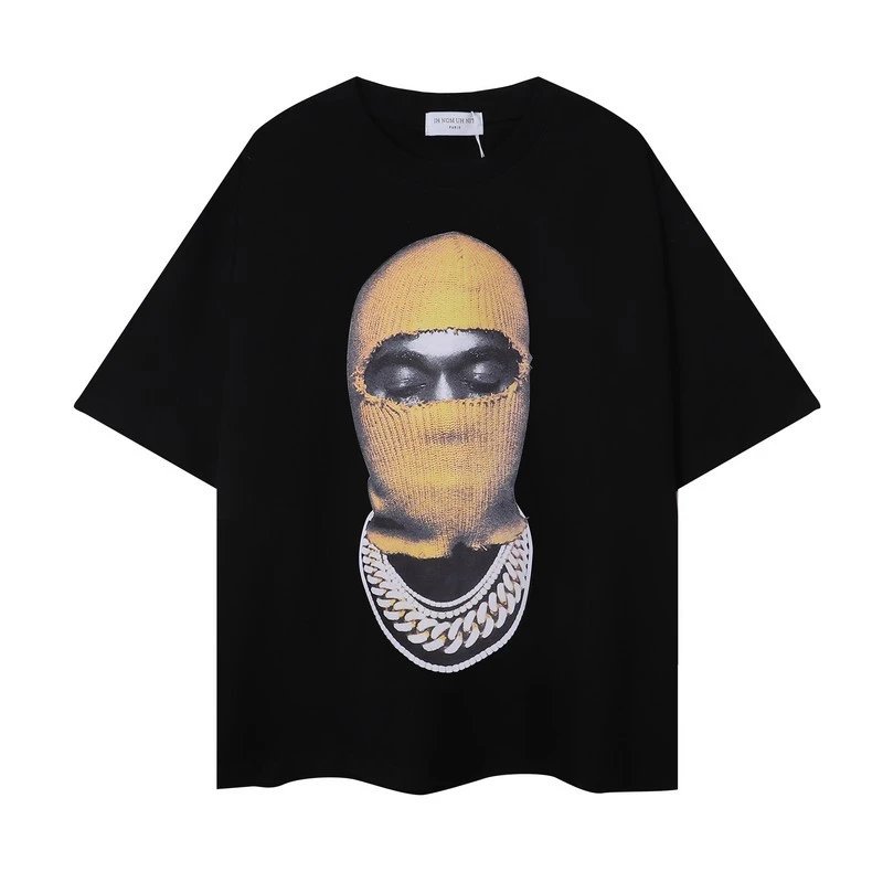 Ih Nom Uh Nit Yellow Ski Mask Chain Portrait Tee Black