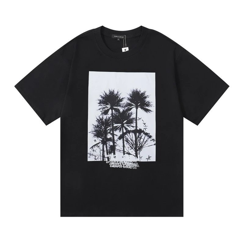 Purple Brand Palm Tree Photo Print Tee Black
