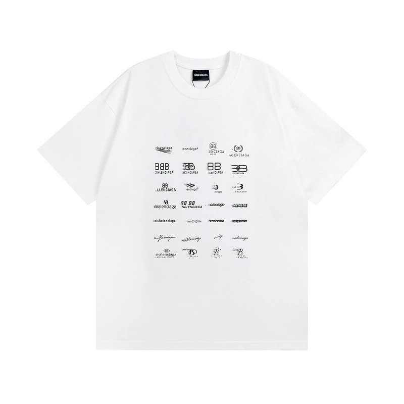 Balenciaga Multi Logo History Graphic Tee White