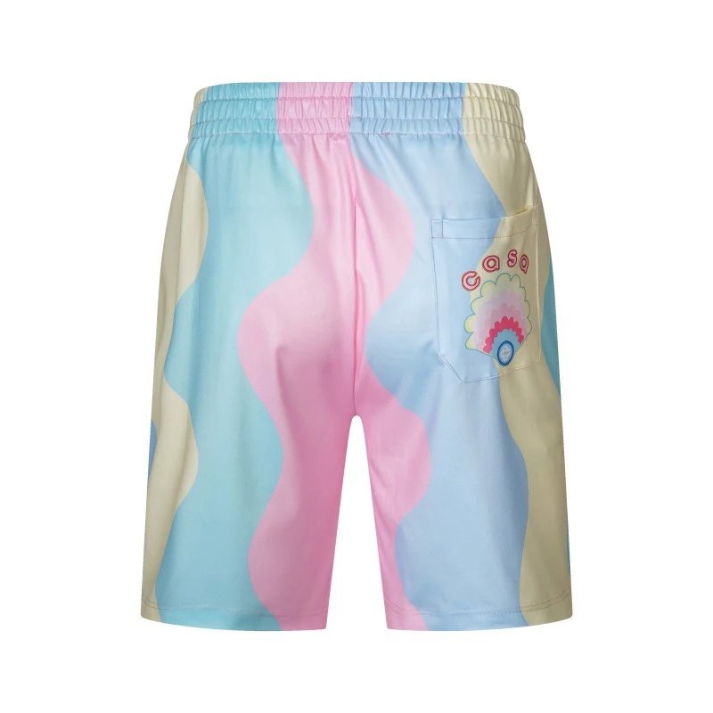 Design Gradient Hem Shorts White with Aqua Trim - 26