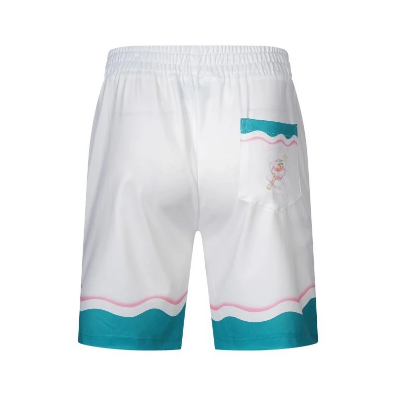 Design Gradient Hem Shorts White with Aqua Trim - 30
